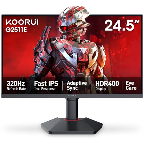 KOORUI G2511E 24.5 Inch Gaming Monitor, 320Hz 1ms Fast IPS PC Monitor, FHD 1080P, HDR 400, 95 DCI-P3 Color Gamut, Adapti hero image