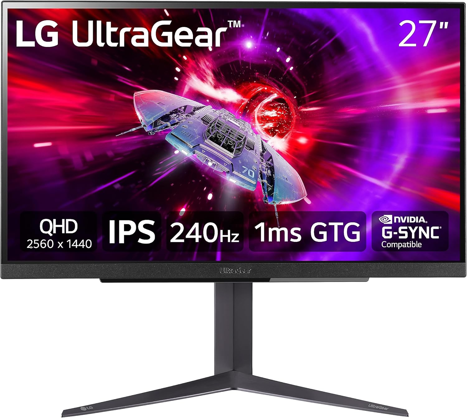 LG 27GR83Q-B 27-inch UltraGear QHD (2560x1440) IPS Gaming Monitor, 240Hz, 1ms, DisplayHDR 400, G-Sync AMD FreeSync Premi hero image
