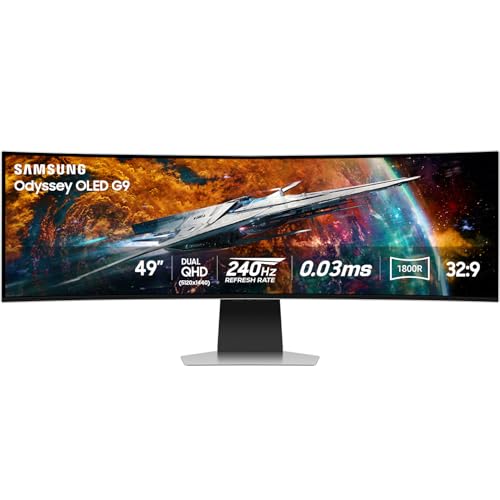 Samsung 49 Odyssey OLED G9 (G95SC) Curved Smart Gaming Monitor, QD-OLED, 240Hz, 0.03ms, FreeSync Premium Pro, G-Sync Com