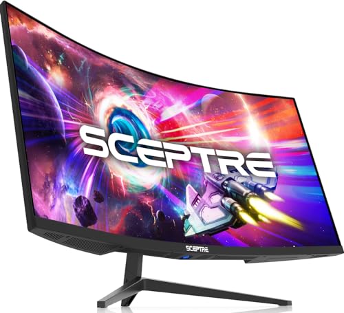 Sceptre 34-Inch Curved Ultrawide WQHD Monitor (3440 1440), R1500, up to 180Hz165Hz, DisplayPort x2, 99 sRGB, 1ms, Built-