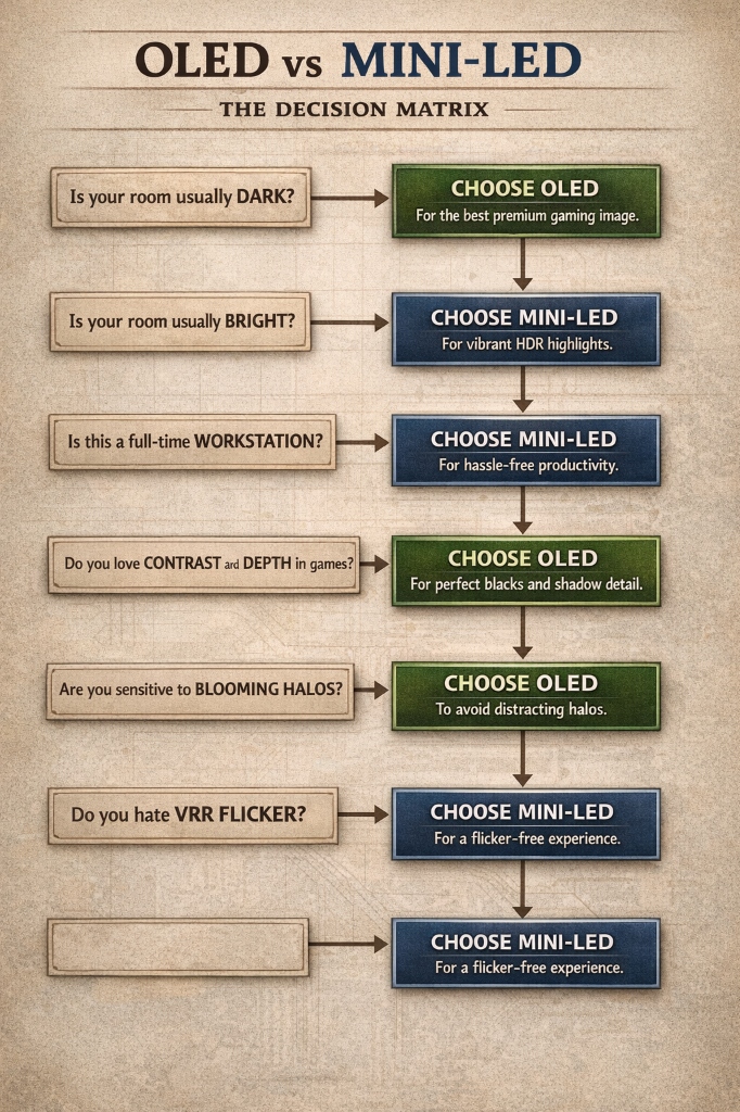 OLED vs Mini-LED Decision Matrix