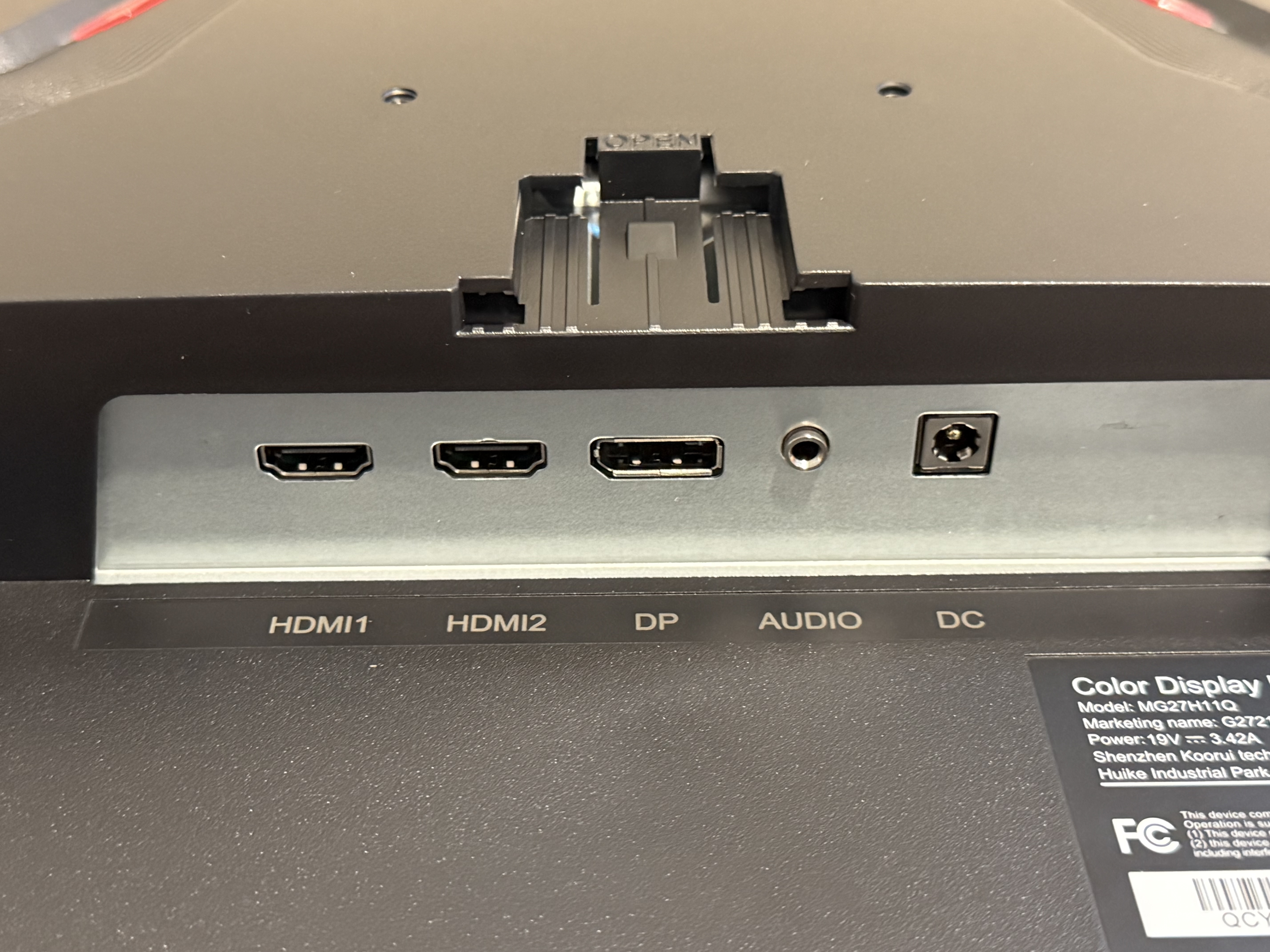 KOORUI G2721P Ports I/O
