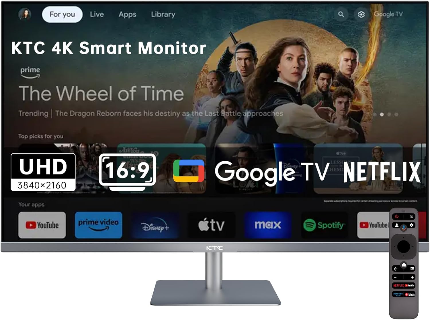 KTC 4K smart monitor interface with Google TV and Netflix branding (alternate product image)
